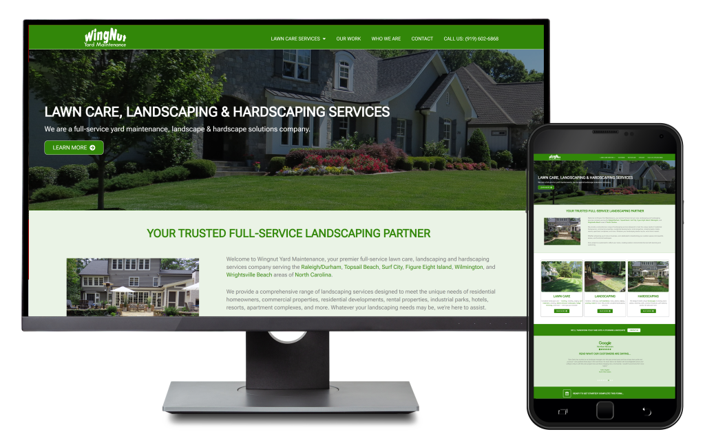 Wingnut Yard Maintenance Website Design by BizCom Global